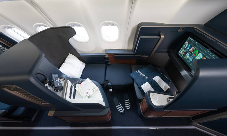 Optimaal comfort in de Business Class van Condor Condor Business Class
