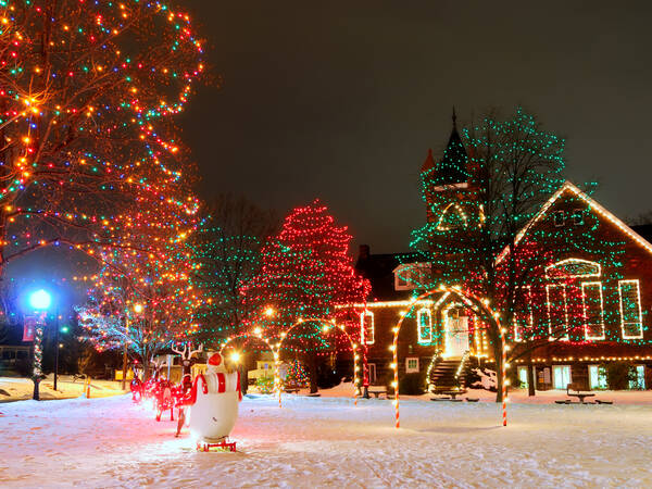 Versierd huis in de VS Kerst in de VS