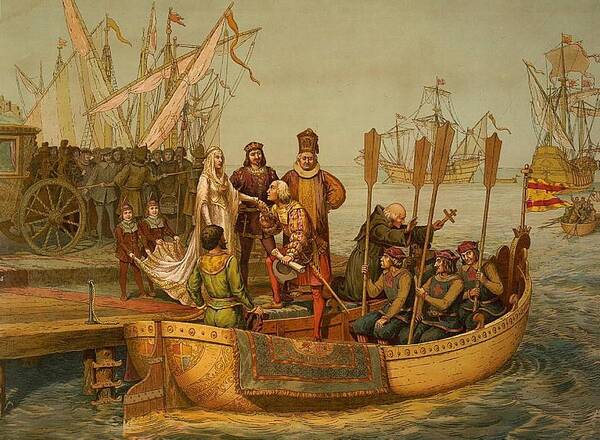 Christopher Columbus op zijn schip Columbus Day in Amerika