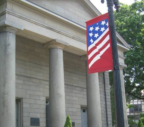 Graf van president John Adams bij de First Parish Church United First Parish Church met graf van John Adams