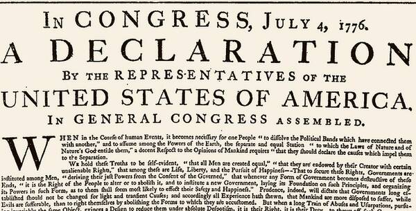 De Onafhankelijkheidsverklaring (Declaration of Independence De Onafhankelijkheidsverklaring, waarvan Thomas Jefferson de belangrijkste schrijver was