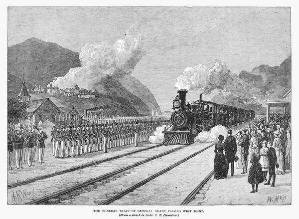De trein bij de uitvaart van Ulysses S. Grant De uitvaarttrein van president Ulysses S. Grant