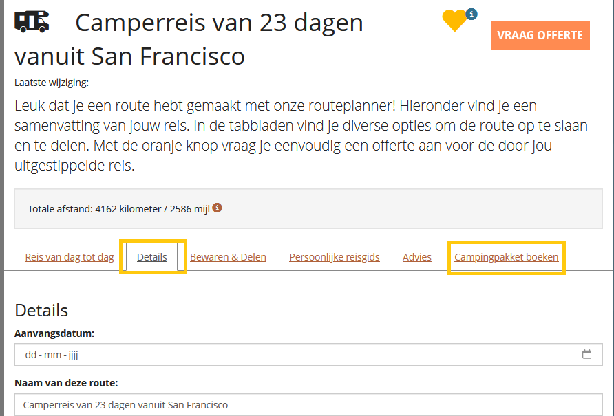 Details invullen en pakket aanvragen