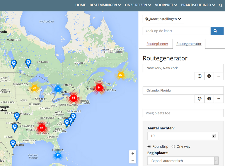 Routegenerator overzicht
