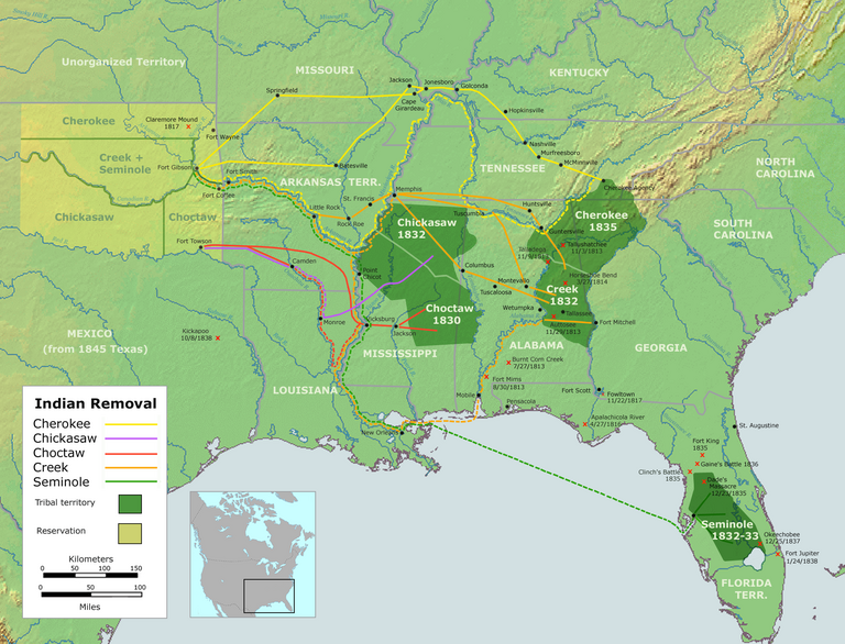 Plattegrond van de Indian Removal Plattegrond van de Indian Removal