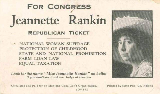 Jeannette Rankin eerste vrouw in het Congres Jeannette Rankin eerste vrouw in het Congres