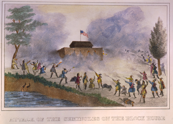 Aanval van de Seminole in 1835 Seminole War in 1835