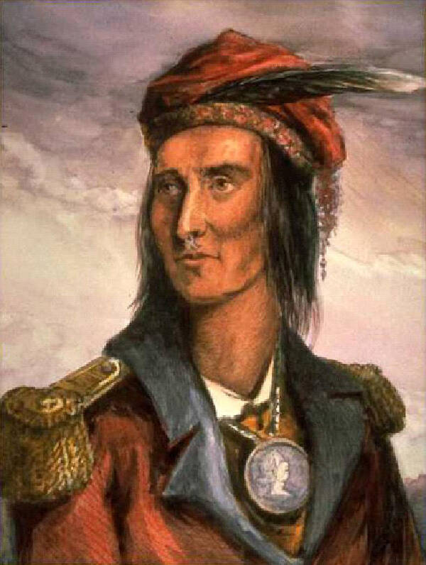Shawnee-indiaan Tecumseh De Shawnee-indiaan Tecumseh trok met een groot indiaans leger ter strijde