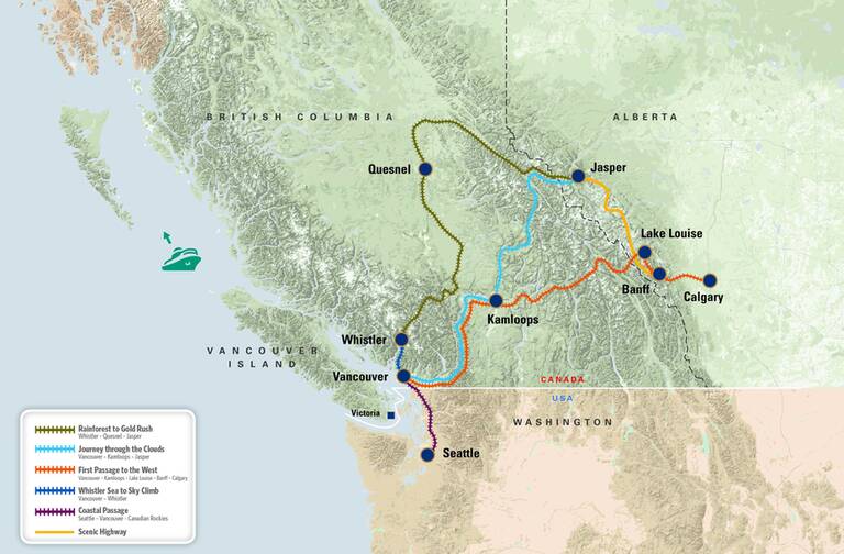 Routenetwerk Rocky Mountaineer Rocky Mountaineer