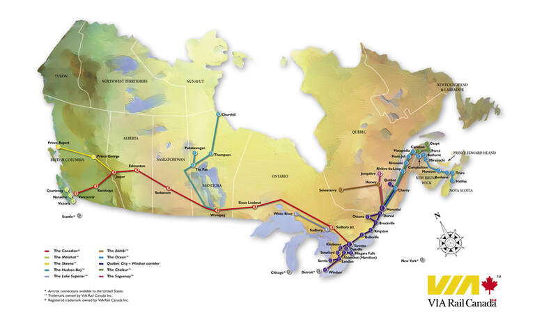Routenetwerk ViaRail Routenetwerk ViaRail
